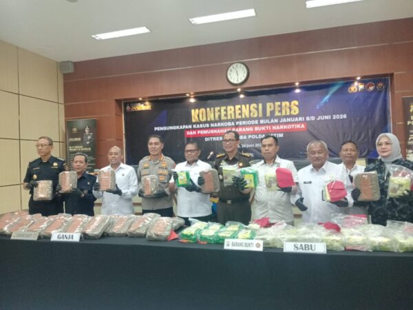 Sebesar 33,346 Kg sabu dan 39 Kg ganja Diungkap Ditresnarkoba Polda Jatim Periode 2026