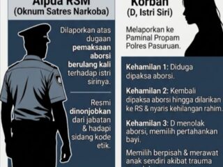Oknum Anggota Satres Narkoba Polres Pasuruan Dinonjobkan, Diduga Paksa Istri Siri Aborsi 