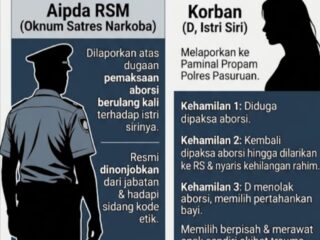 Oknum Anggota Satres Narkoba Polres Pasuruan Dinonjobkan, Diduga Paksa Istri Siri Aborsi 