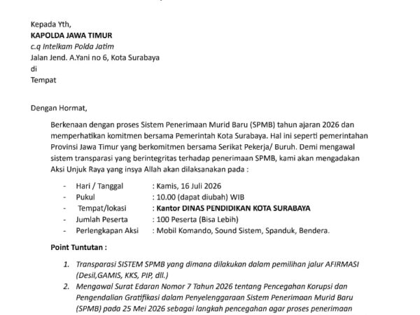 Indeks Integritas Rendah, KASBI Jatim: Jangan Biarkan SPMB Jadi Ladang Korupsi