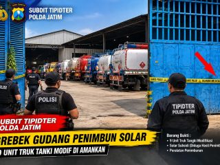Subdit Tipidter Ditreskrimsus Polda Jatim Grebek Gudang Penimbum Solar, 9 Unit Trunk Tanki Diamankan