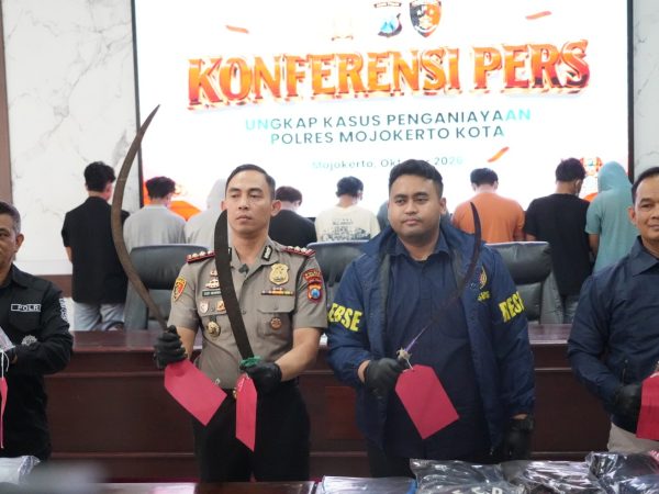 Polres Mojokerto Kota Amankan 21 Pemuda Diduga Serang Angkringan di Magersari