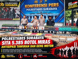 Polrestabes Surabaya Ungkap Kasus dan Sita 5.385 Botol Miras, Antisipasi Tawuran dan Geng Motor